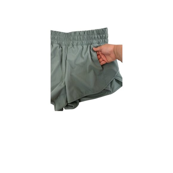 Avia Women’s Running Shorts Olive Green Size L Fits Medium Inner Liner w/Pockets - Picture 5 of 6
